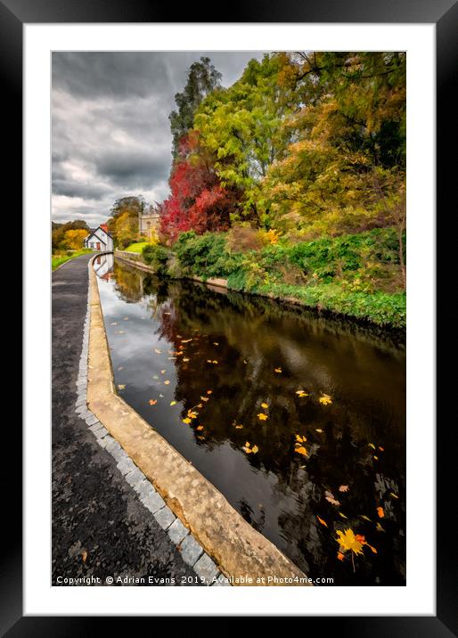 Llangollen Canal Path Autumn Framed Mounted Print by Adrian Evans