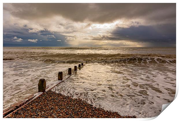 High tide and November Skies Print by Malcolm McHugh