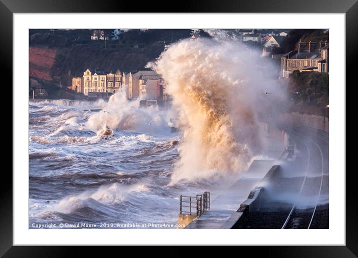 Storm wave at Dawlish Framed Mounted Print by David Moore