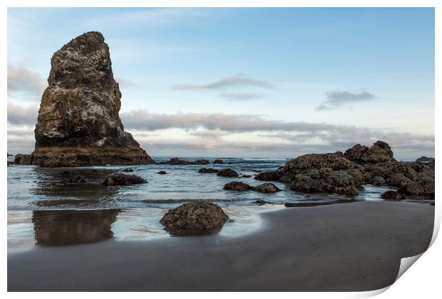 A Serene Morning at Cannon Beach Print by Belinda Greb