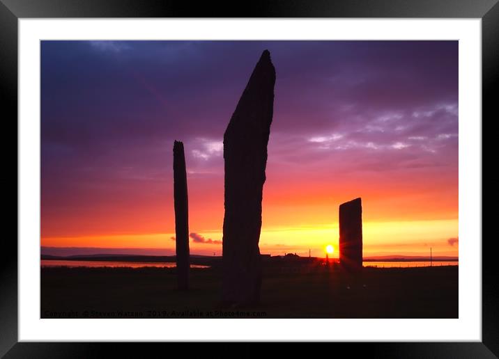 Stones of Stenness Sunset Framed Mounted Print by Steven Watson