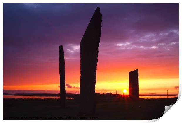 Stones of Stenness Sunset Print by Steven Watson