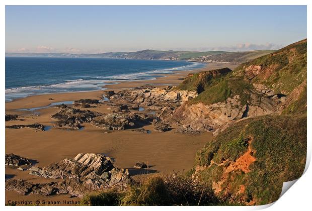 Serenity in Whitsand Bay Print by Graham Nathan
