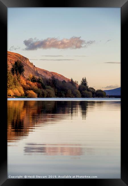 Llwyn-on Reservoir bathed in late afternoon light Framed Print by Heidi Stewart