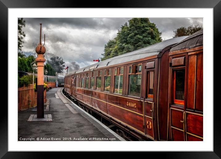 Steam Train Carriages Framed Mounted Print by Adrian Evans