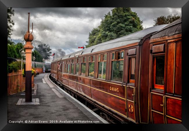 Steam Train Carriages Framed Print by Adrian Evans