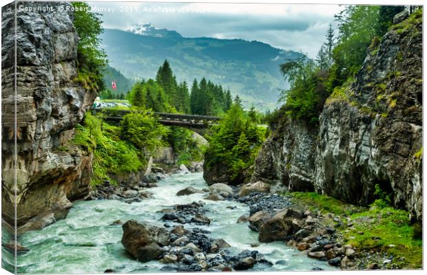 Melt-water River In Glacial Gorge, Switzerland Canvas Print by Robert Murray
