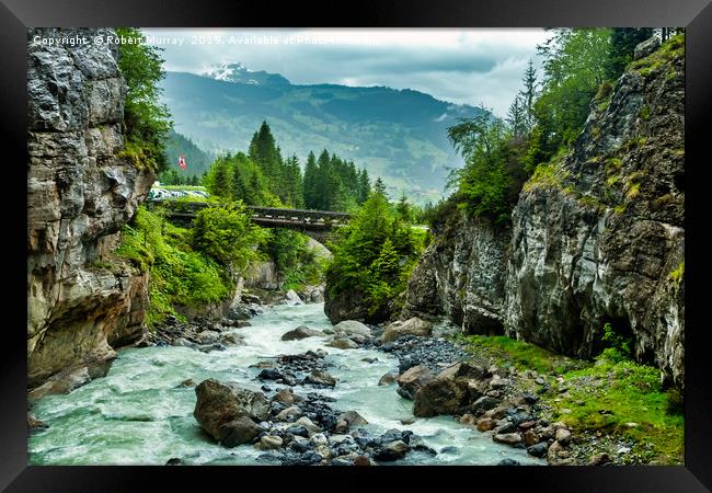 Melt-water River In Glacial Gorge, Switzerland Framed Print by Robert Murray