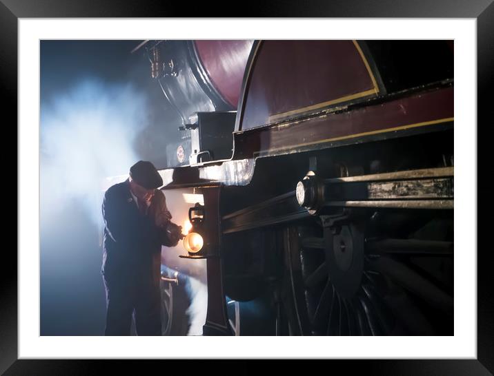 Railway worker lubrication a Midland Railway 1000  Framed Mounted Print by Philip Enticknap