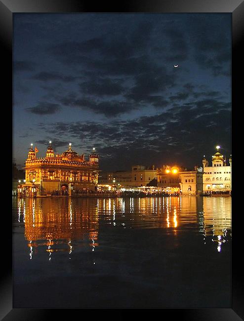 Golden Temple at Night, Amritsar, Punjab, India Framed Print by Serena Bowles