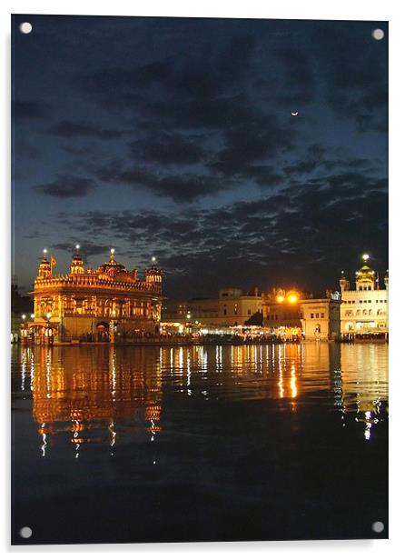 Golden Temple at Night, Amritsar, Punjab, India Acrylic by Serena Bowles