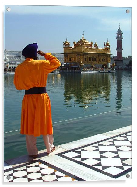Golden Temple Guard, Amritsar, Punjab, India Acrylic by Serena Bowles