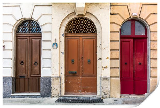 Three vintage wooden doors Print by Jelena Maksimova