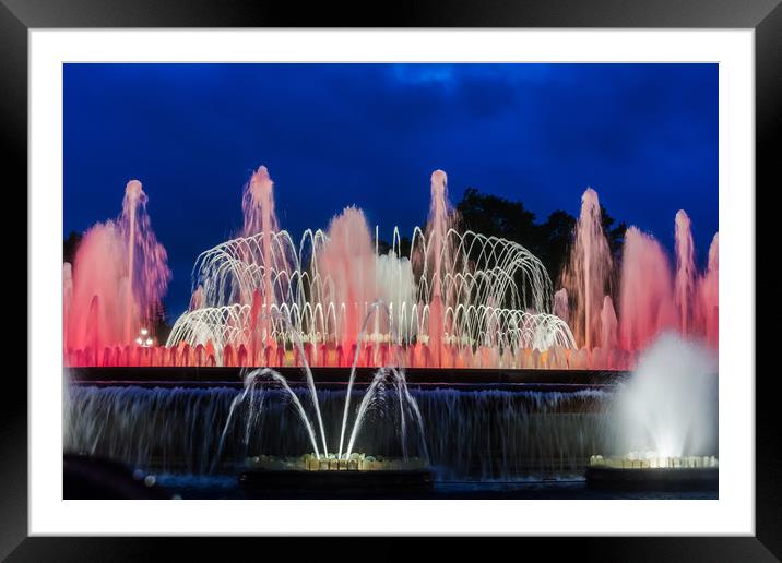 Colorful red and white fountain Framed Mounted Print by Jelena Maksimova