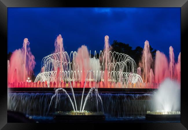 Colorful red and white fountain Framed Print by Jelena Maksimova