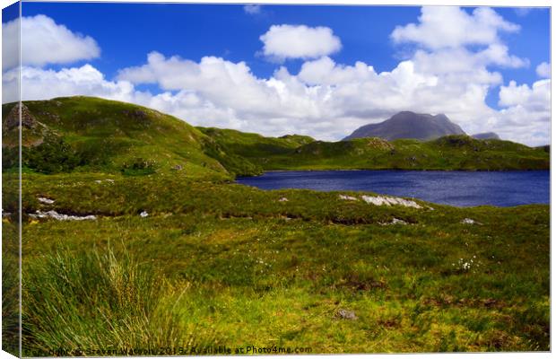 Loch Buine Moire and Col Mor Canvas Print by Steven Watson