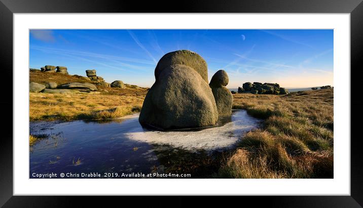 The Snail Stone, Kinder Scout Framed Mounted Print by Chris Drabble