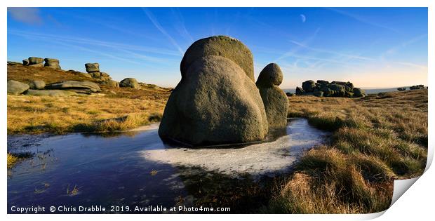 The Snail Stone, Kinder Scout Print by Chris Drabble
