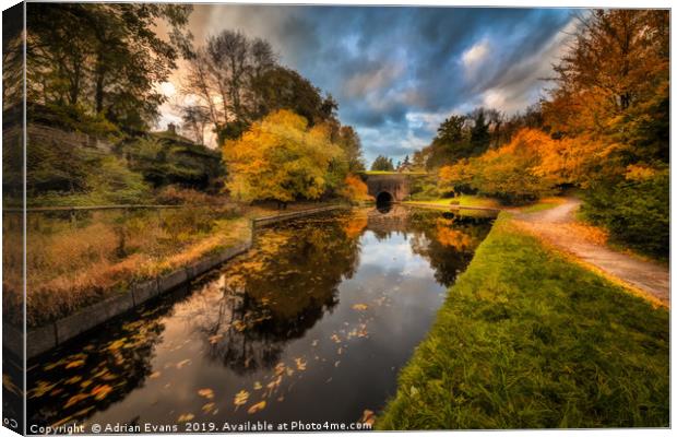 Chirk Canal Autumn Canvas Print by Adrian Evans