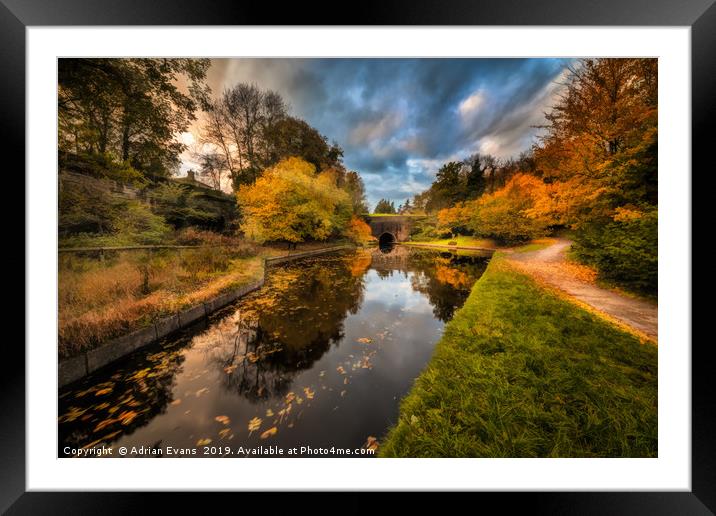 Chirk Canal Autumn Framed Mounted Print by Adrian Evans