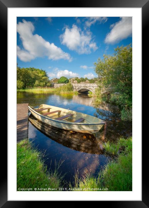 Boat At Padarn Lake Llanberis Framed Mounted Print by Adrian Evans