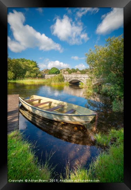 Boat At Padarn Lake Llanberis Framed Print by Adrian Evans
