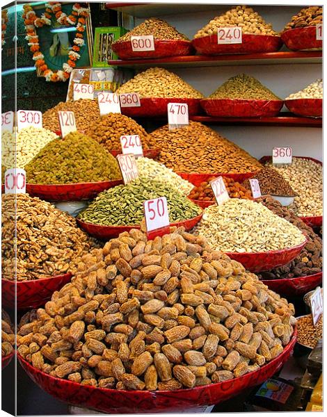 Dried Nuts and Spices For Sale Canvas Print by Serena Bowles