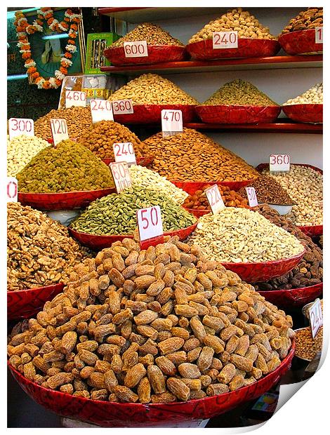 Dried Nuts and Spices For Sale Print by Serena Bowles