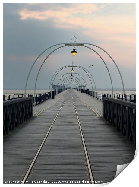 twilight - southport pier Print by Philip Openshaw