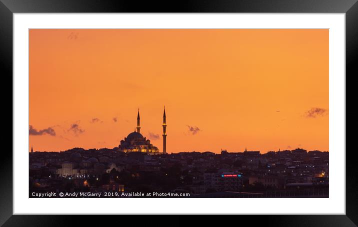 Red Sunset over Istanbul Framed Mounted Print by Andy McGarry