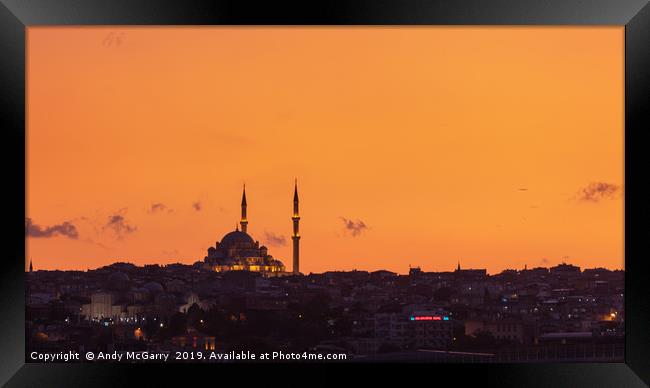Red Sunset over Istanbul Framed Print by Andy McGarry