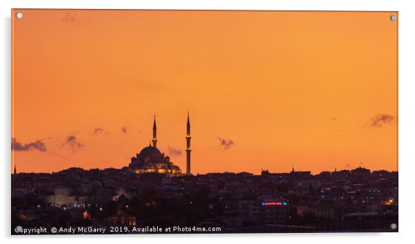 Red Sunset over Istanbul Acrylic by Andy McGarry