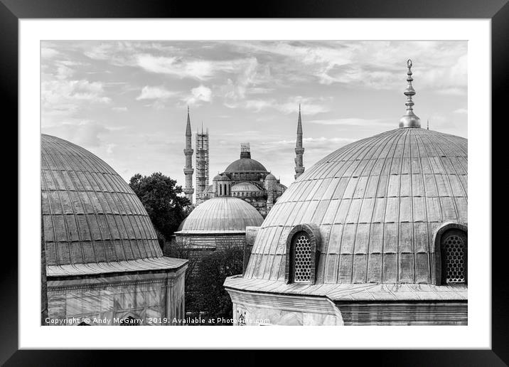 The Blue Mosque in Istanbul from the Hagia Sophia Framed Mounted Print by Andy McGarry