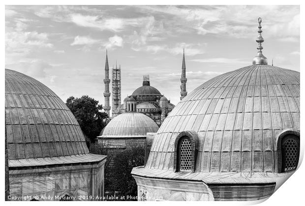 The Blue Mosque in Istanbul from the Hagia Sophia Print by Andy McGarry