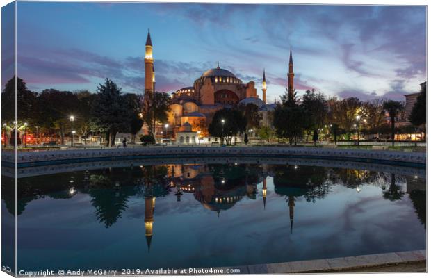 Hagia Sophia in pre dawn light Canvas Print by Andy McGarry