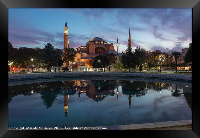 Hagia Sophia in pre dawn light Framed Print by Andy McGarry