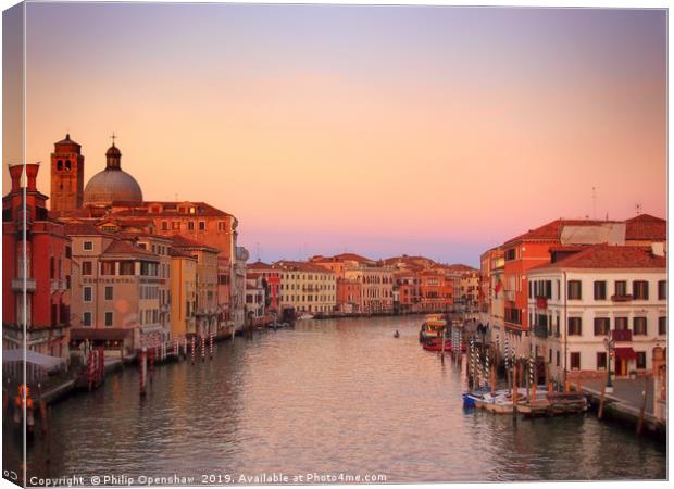 twilight grand canal venice Canvas Print by Philip Openshaw