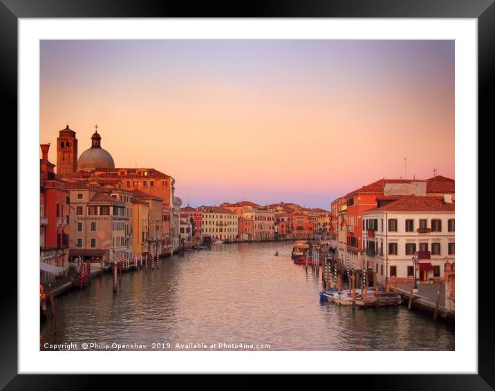 twilight grand canal venice Framed Mounted Print by Philip Openshaw
