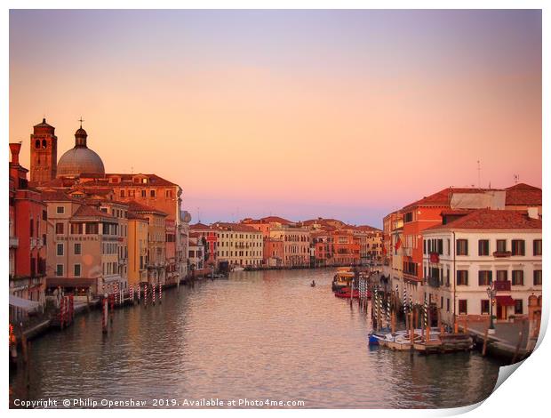 twilight grand canal venice Print by Philip Openshaw