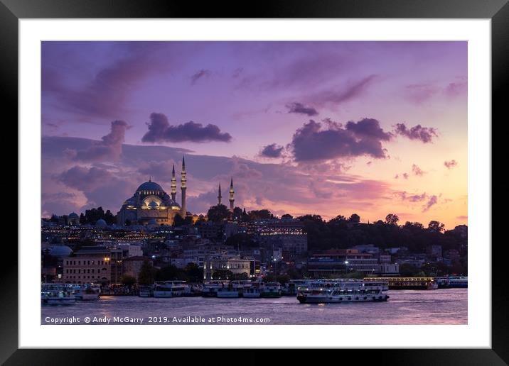 Istanbul Sunset Framed Mounted Print by Andy McGarry