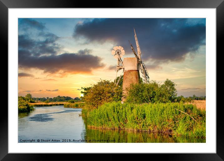 Windmill at Sunset  Framed Mounted Print by Stuart Atton
