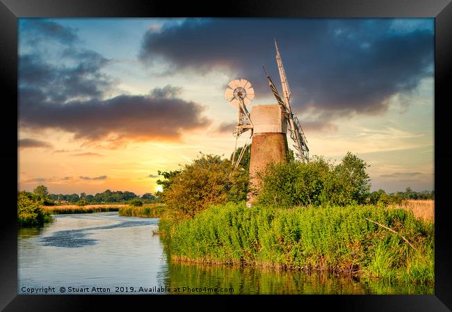 Windmill at Sunset  Framed Print by Stuart Atton