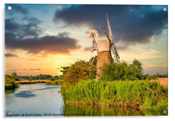 Windmill at Sunset  Acrylic by Stuart Atton