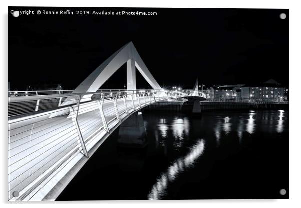 Squiggly Bridge At Night Acrylic by Ronnie Reffin
