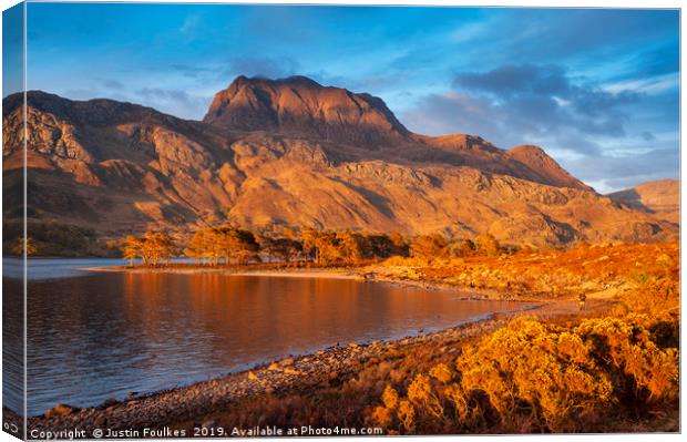 Slioch from Loch Maree, Highland, Scotland Canvas Print by Justin Foulkes