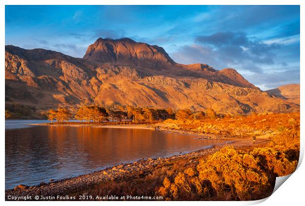 Slioch from Loch Maree, Highland, Scotland Print by Justin Foulkes