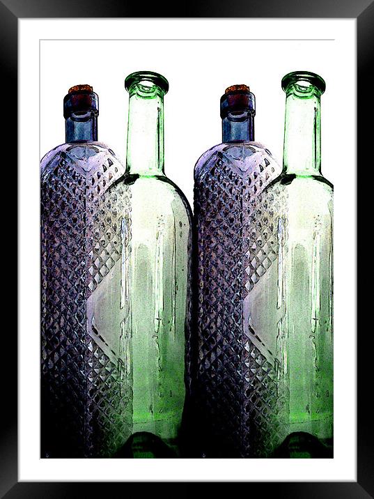 glass bottles Framed Mounted Print by Heather Newton