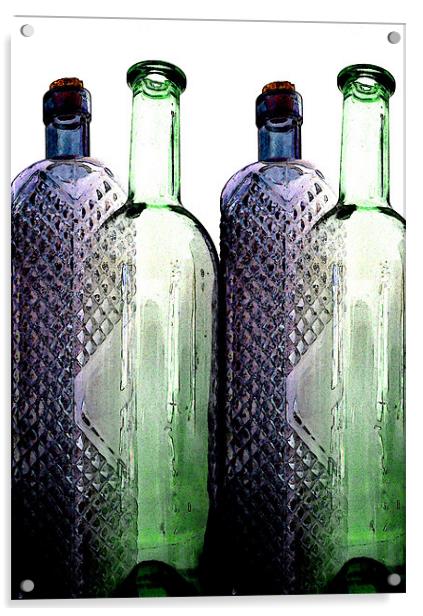 glass bottles Acrylic by Heather Newton