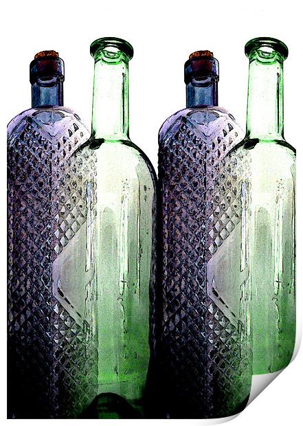 glass bottles Print by Heather Newton