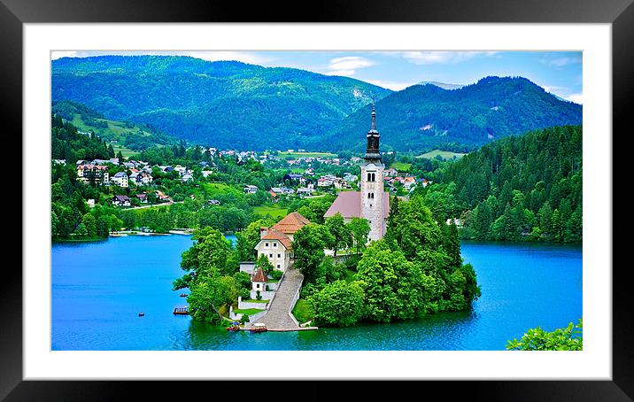 Lake Bled Island, Slovenia Framed Mounted Print by Kate Barley